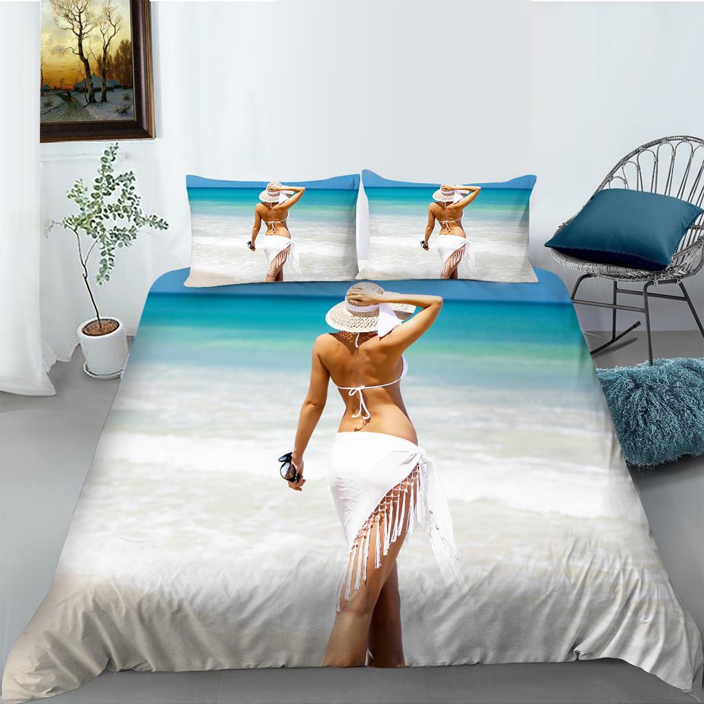 Сексуальные женские комплекты постельного белья, пододеяльник, наволочка из микрофибры, дышащий мягкий одинарный двойной пододеяльник, удобный пододеяльник