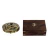Brass Sundial Compass with Wooden Box Shiny Brass Finish Nautical Gift 11 X 11 X 4 Cm