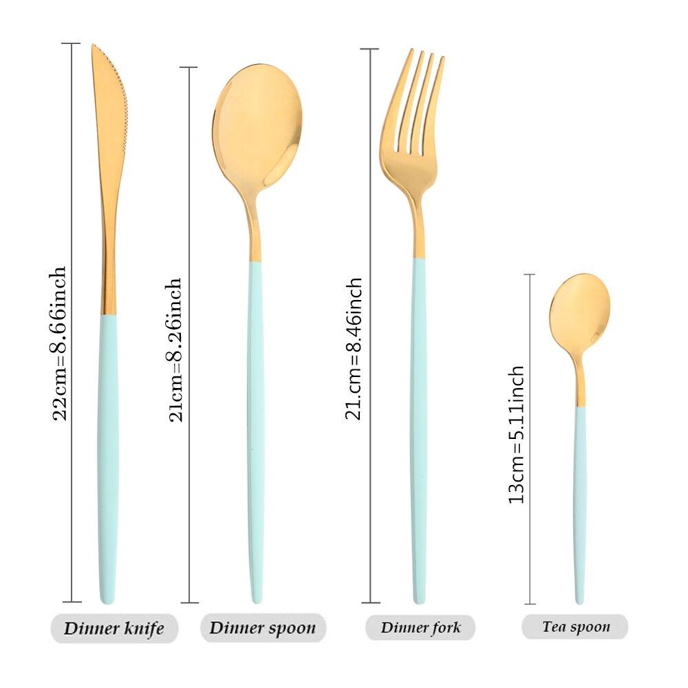 Purple Stainless Steel Cutlery Set 24pc For 6 Flatware Knife Fork Coffee Spoons Tableware Suit Household Kitchen Dinnerware Set