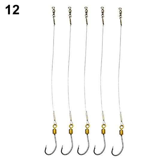 5Pcs Anti-Bite Stainless Steel Wire Leader Fishing Rigs