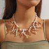 Exaggerated Beaded Coral Necklace Bohemia Ocean Style Beach Choker Coralal Pendant Necklace  Summer