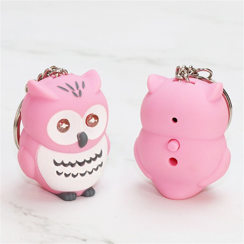 Женский мужской мини-светильник, сумка, подвеска, автомобильный брелок, брелок в виде совы, звуковой свет, светодиодный брелок