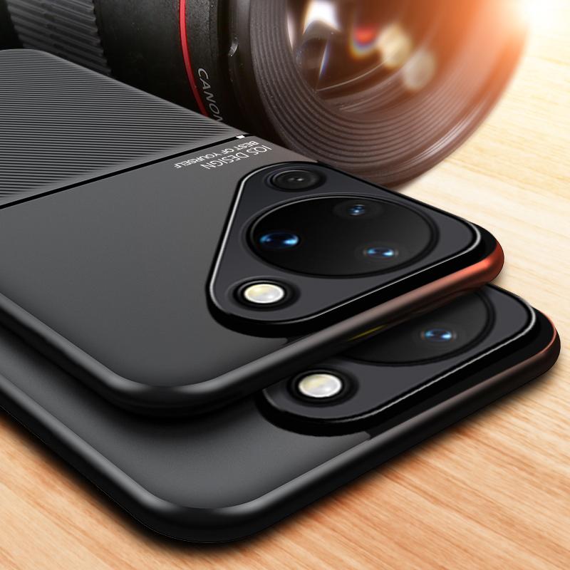 Для Huawei Pura 90 Противоударный чехол Магнитный автомобильный держатель Кожаный силиконовый чехол Huawei Pura 90 Pro Max Чехлы Huawei Pura 70 80