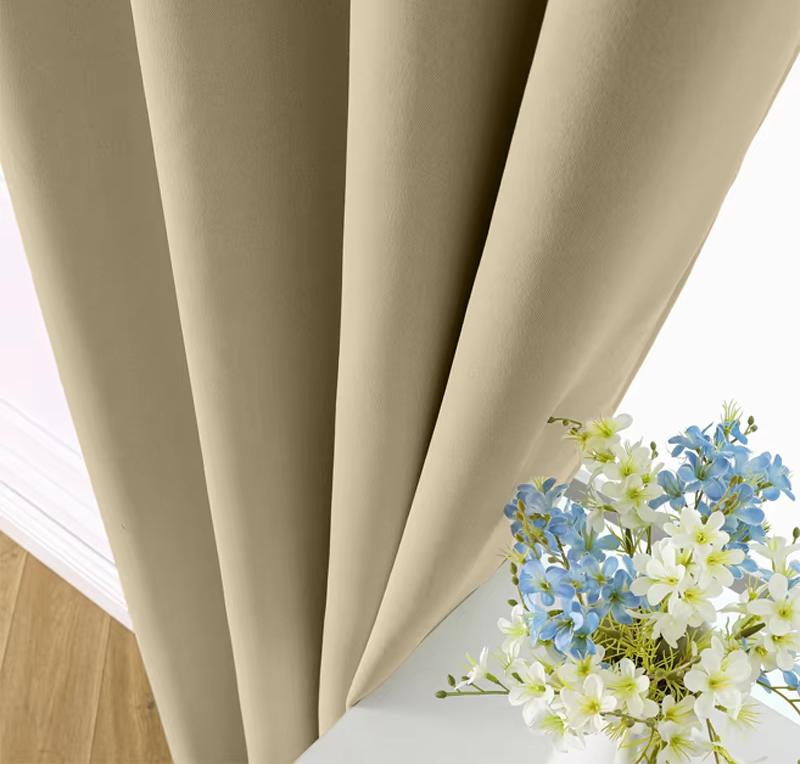 90% Thick Blackout Curtain With Rings And Grommets, Cream 140X250