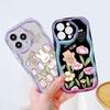Cute Cartoon Pattern Cream Texture Casing Wavy Edge Soft Silicone Cover Phone Case for Samsung