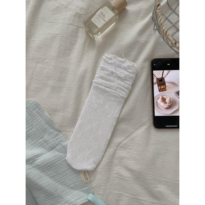 Весенне-летние кружевные носки, женские короткие, ретро вырезы до середины икры, носки до икры с бантом в стиле лолита