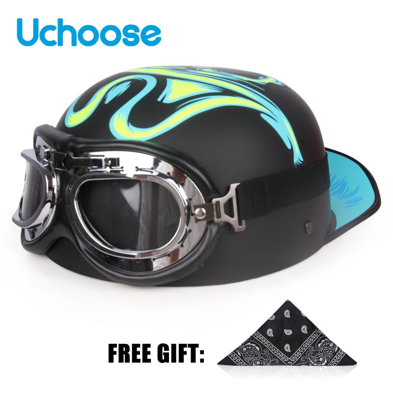 Винтажный шлем Uchoose с открытым лицом, полушлем для мотокросса, скутер, крейсер, чоппер, бейсбольная кепка, шлем, летняя езда