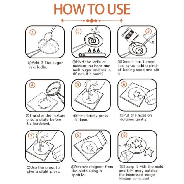 Netflix Squid Game Dalgona Set / Korean Sugar Candy Making Tools Dalgona Premium Set / Stainless Making Tools 9pcs