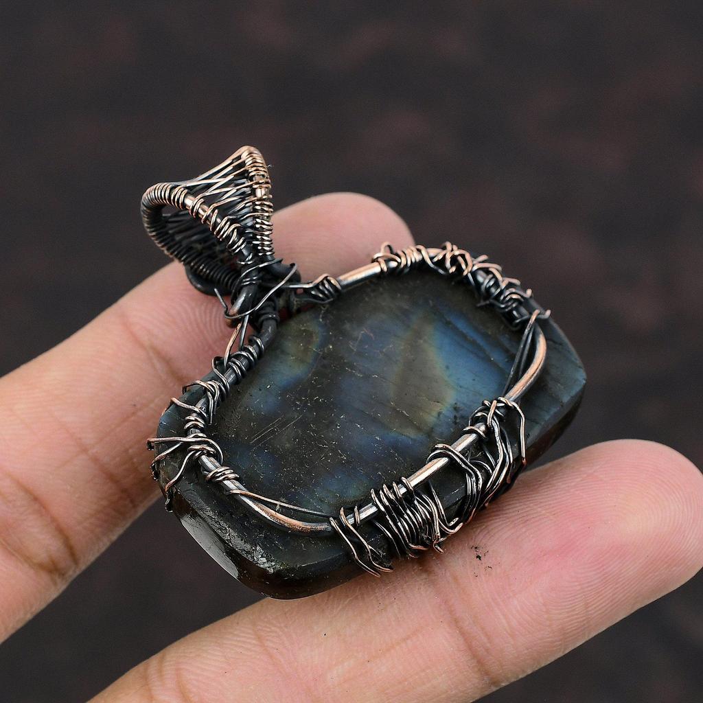 Tree Of Life Labradorite Pendant Copper Wire Wrapped Pendant Tree Of Life Gemstone Jewelry Copper Wire Jewelry Gift For Him Handmade Pendant