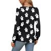 Long Sleeve Shirts For Women Cute Print Graphic Tees Blouses Dressy Casual Blouses Pleated Scooped Neck Tunic Tops Halloween