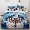 3D Animal Duvet Cover Microfiber Wolf Fox Elk Bedding Set Wild Animals Comforter Cover King Queen For Teen Adults Bedroom Decor