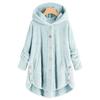 Women's Coat Button Plush Solid Color Hooded Jacket