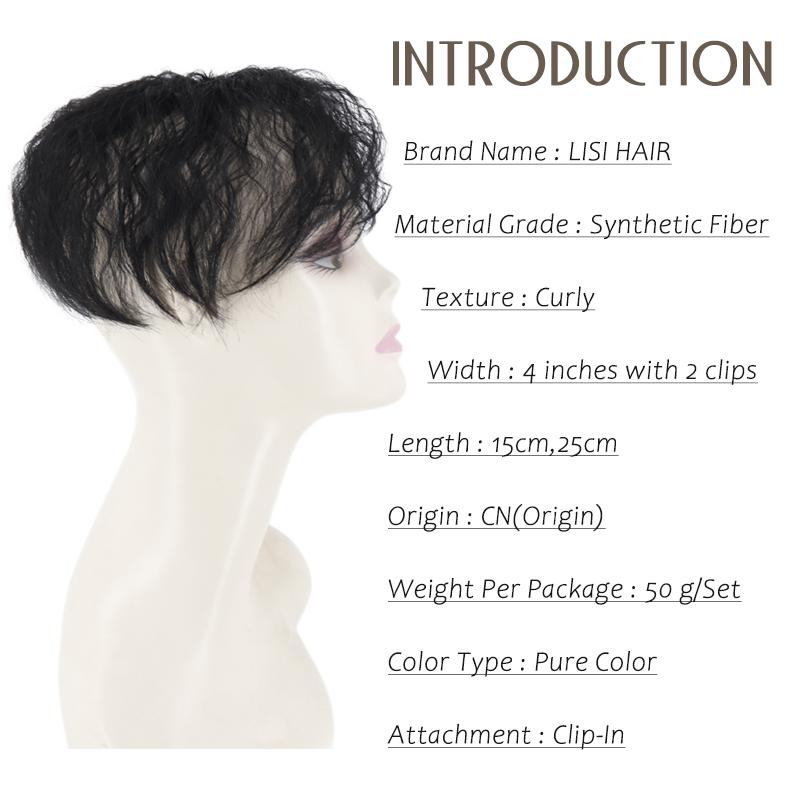 LISI HAIR Женские короткие вьющиеся волосы для наращивания волос из синтетического волокна, покрытие для седых волос и выпадения волос, натуральный черный, коричневый, светлый, для повседневного использования