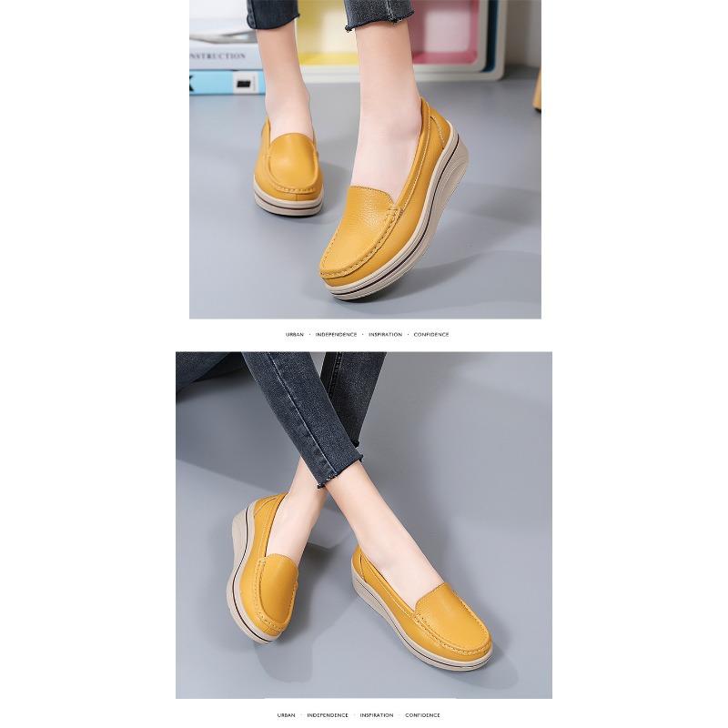 Весна и осень Новые повседневные женские туфли на плоском скошенном каблуке, универсальные, с толстой подошвой и средним каблуком