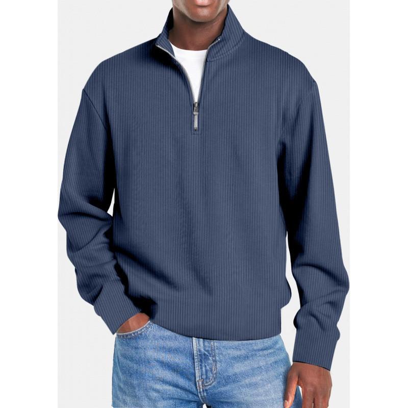 Mens Long Sleeve Zipper Polo Shirt Slim Fit Casual Sportswear Fashion Top