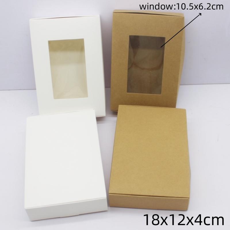 10 шт. подарочная упаковка с окошком белая/крафт-бумага большого размера для рождественского подарка упаковка для торта свадьба семейное торжество m
