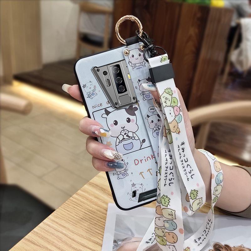 Kickstand Anti-dust Phone Case For Blackview BV6900 Wrist Strap Ring Cartoon Anti-knock Waterproof Cute Dirt-resistant