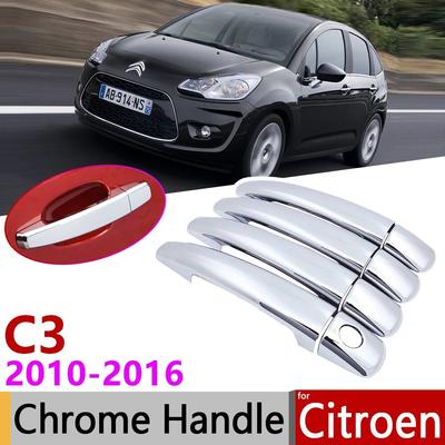 Для Citroen C3 Mk2 2010 ~ 2016 хромированная крышка дверной ручки автомобильные аксессуары набор накладок 2011 2012 2013 2014 2015 VT VTR +