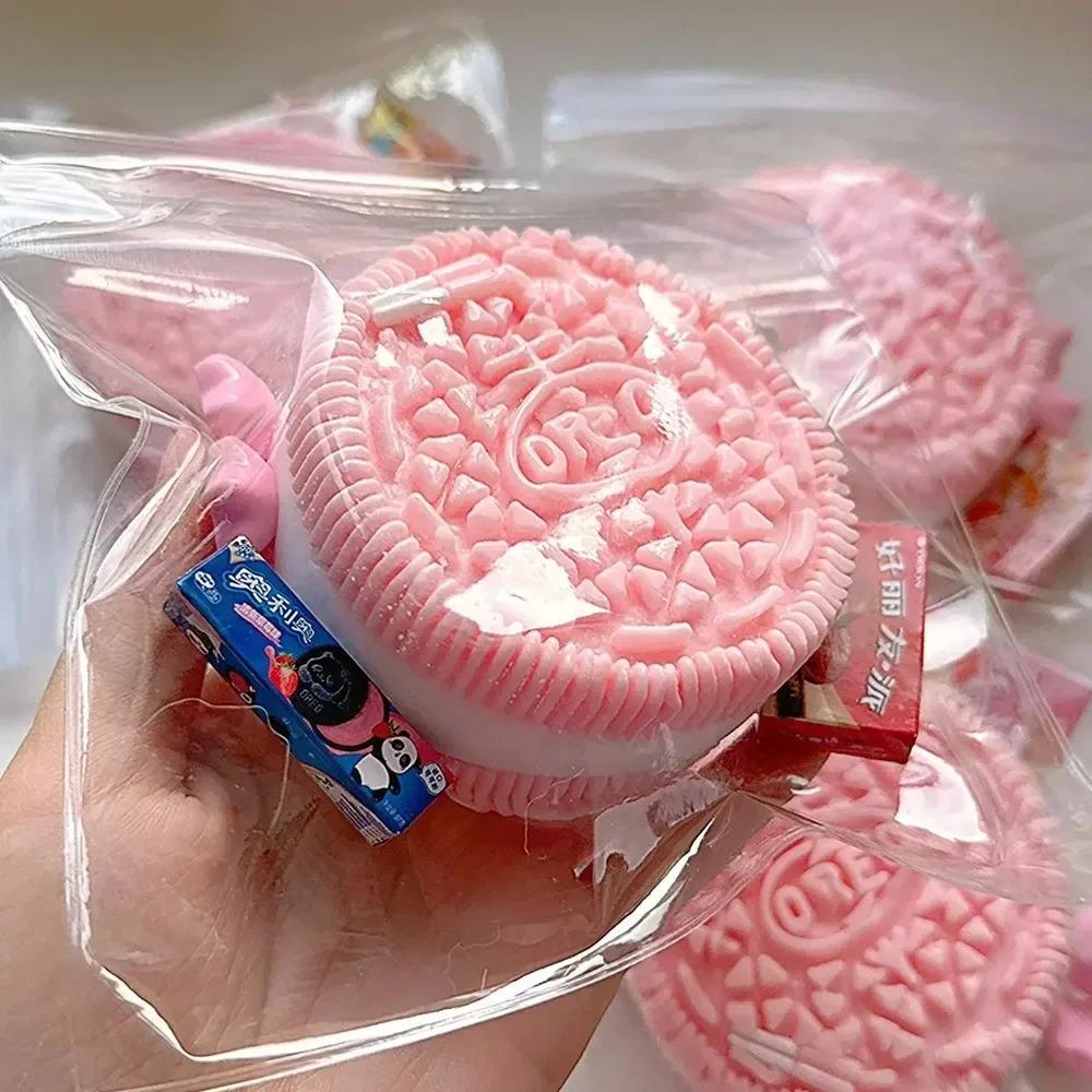 Силикон ручной работы для большого Oreo Stress Relief Squishy Toy Mochi Taba Squishy New Fidget Toy Biscuit Pinching Toy