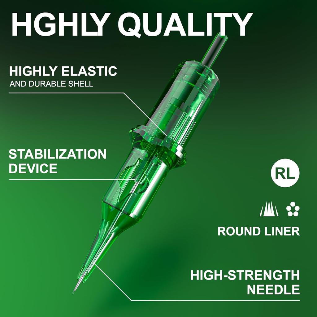 1203RL Иглы-картриджи для тату 20 шт. #12 Стандартные 3 Round Liner с мембраной Безопасные картриджи Одноразовые расходные материалы для тату для беспроводной тату-машинки