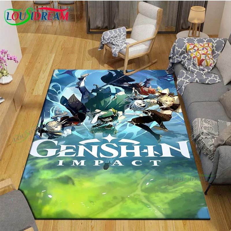 Популярная Мультяшная Игра G-Genshin Impact Ковер с Принтом Гостиная Противоскользящий Коврик Детская Спальня Коврики Коврик для Йоги Декор Ковра Подарок