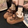 Leopard Fur Flats Women Platform Suede Shoes Warm Plush Cotton Shoes Fashion Casual Sneakers Winter 2025 Trend Sport Botas Mujer