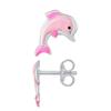 Earrings - LÉA &; ARTHUR - PINK DOLPHIN - 925 Silver - PINK Enamel - Stroller System