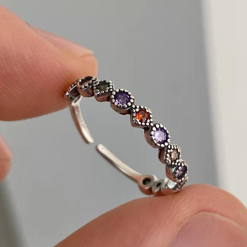 Original 925 Sterling Silver Colorful Heart Rings For Women Counple Wedding Engagement Silver Women's Diamond Ring Fine  Jewelry