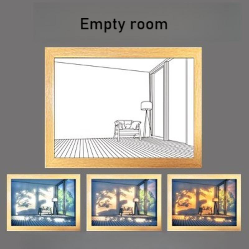 Красивая светодиодная картина, имитирующая солнечный свет в помещении, окно, деревянная фоторамка с подсветкой, диммируемое настенное произведение искусства, настольная лампа, домашний декор, ночник
