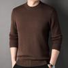 Hengyuanxiang Men's Thickened 100% Pure Wool Round Neck Pullover Sweater
