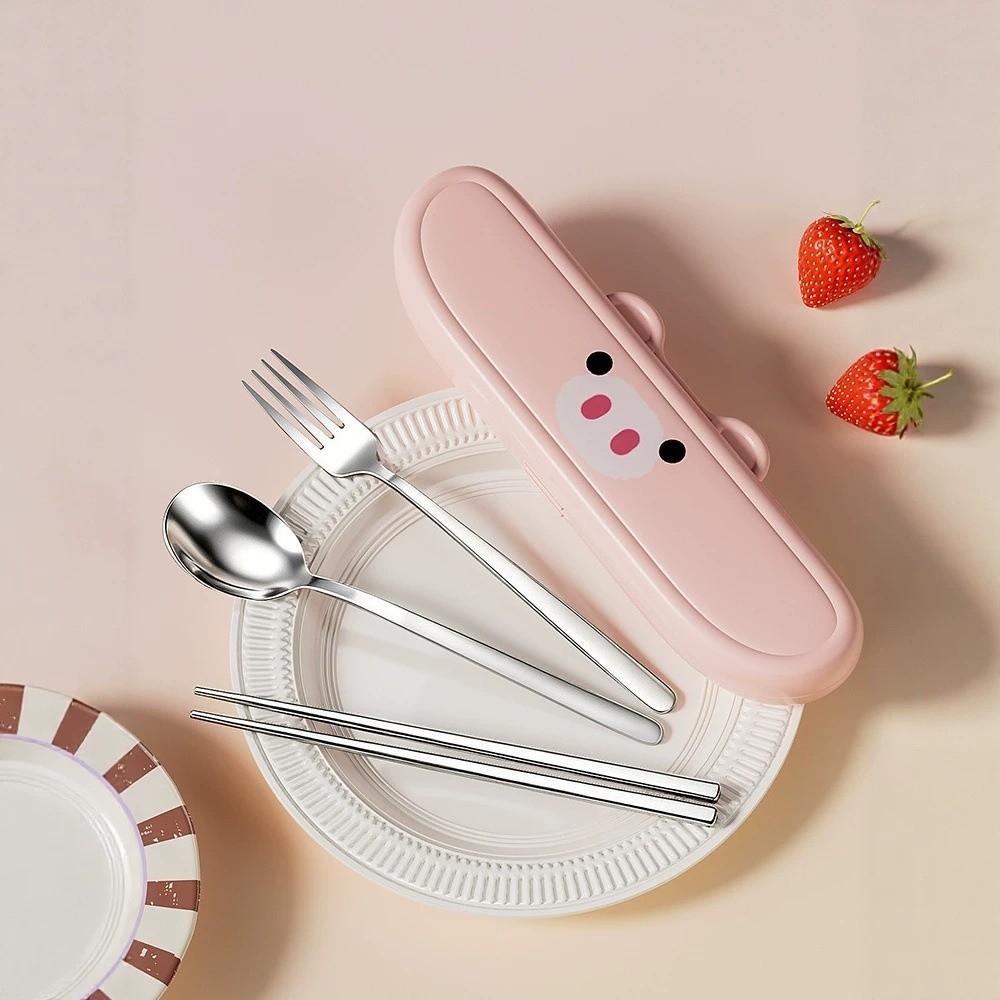 Cartoon Stainless Steel Cutlery Sets Portable Utensils Cutlery Set Travel