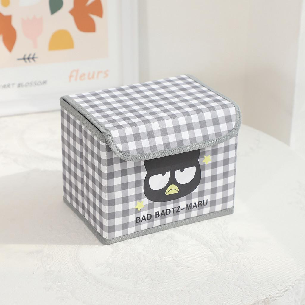 Hello Kitty Kuromi Cinnamoroll Melody Узор в клетку Складной откидной ящик для хранения для офиса и спальни