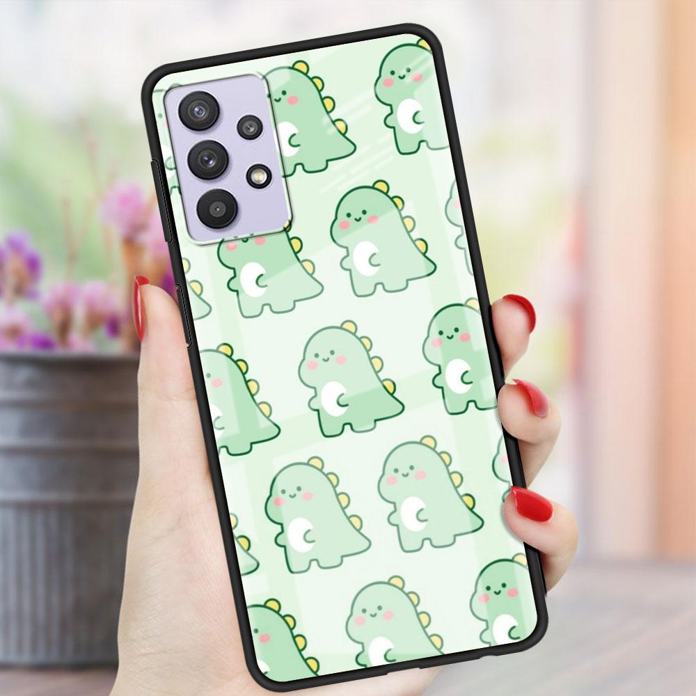 Мультяшный стеклянный чехол с динозавром для Samsung Galaxy A52 A71 A50 A51 A70 A21s A31 A72 A10 A12 A30 A22 5G