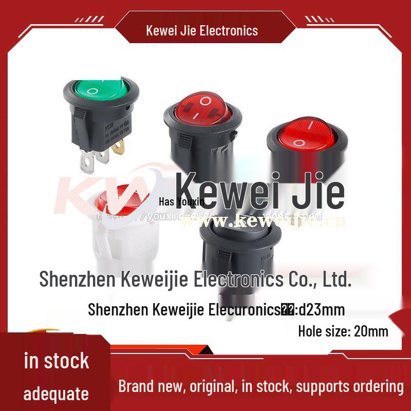 Round Rocker Switch KCD1 with Light: 2-Position 2-Pin, 3-Position 3-Pin, 2-Position 3-Pin, 2-Position 4-Pin