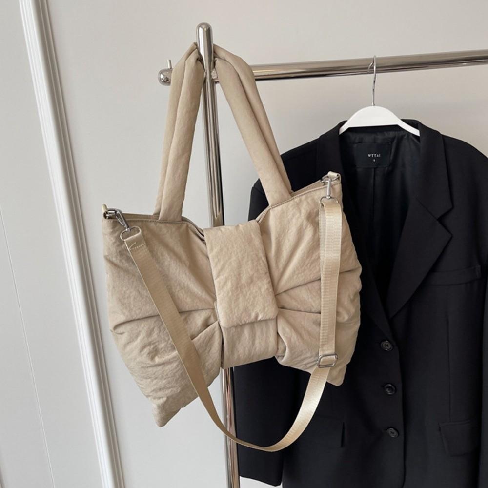 Korean Style Ruched Bowknot Shoulder Bag Cotton Padded Crossbody Bags  Shopping
