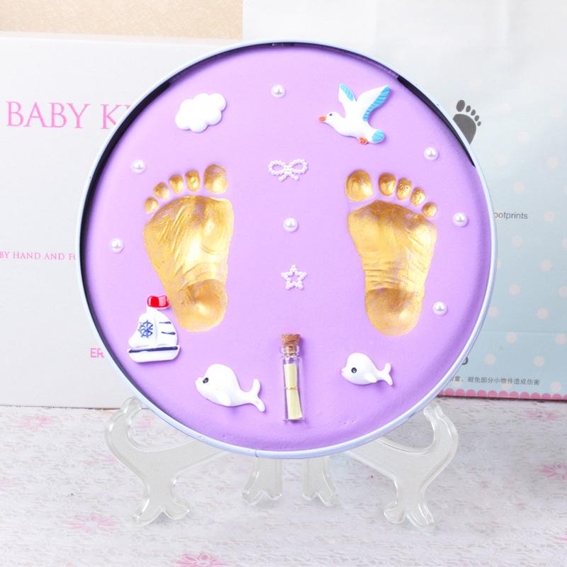 Newborn baby hand and foot prints mud lanugo souvenirs diy baby hand and foot prints hundred days full moon week old gift