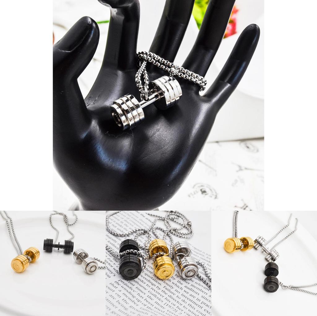 Ожерелье Temu Shein с подвеской в виде мультяшной гантели для хип-хоп моды и мужского подарка