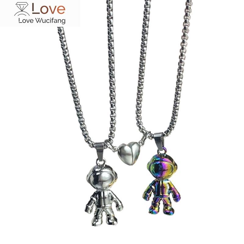 Пары парных ожерелий с подвесками в виде космонавтов, магнитное ожерелье с обещанием астронавта для женщин, мужчин, его или ее дружбы, ювелирные изделия
