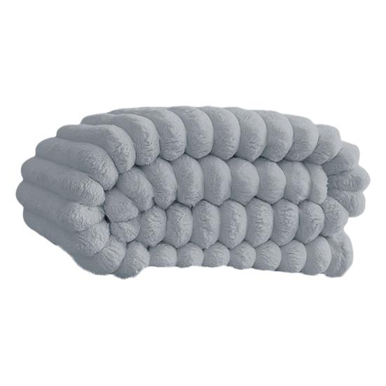 Пушистый плед Уютный плюшевый Однотонный Пушистый Толстый Полосатый Плед-пузырь Теплый Плед для дивана