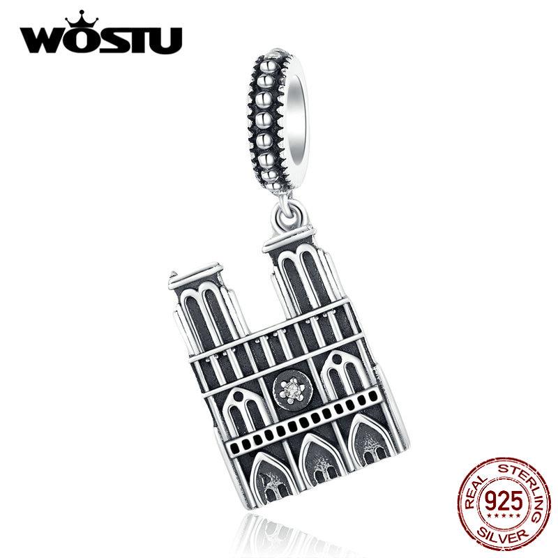 WOSTU 100% стерлинговое серебро 925 пробы Нотр-Дам де Пари, подвеска, подходит для оригинального браслета, подвески