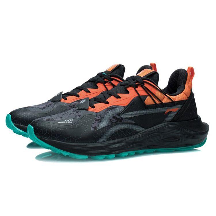 Li Ning Protective Cloud Plus Lightweight Rebound Low-Top Running Shoes Men Sneakers Black Orange AGLR231-4