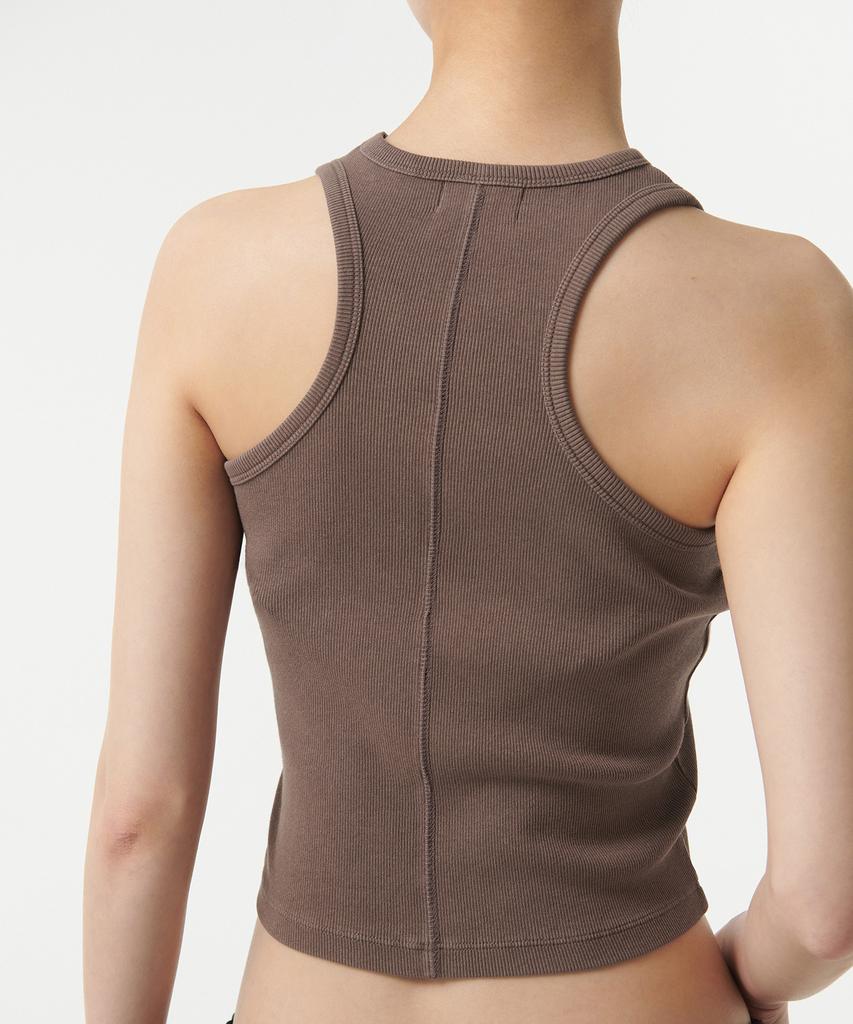 MUSINSA STANDARD WOMAN Женский рубчатый топ-майка с пигментной окраской и открытой спиной [Коричневый]