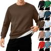 Men's Round Neck Fleece-Lined Thick Solid Color Sweatshirt