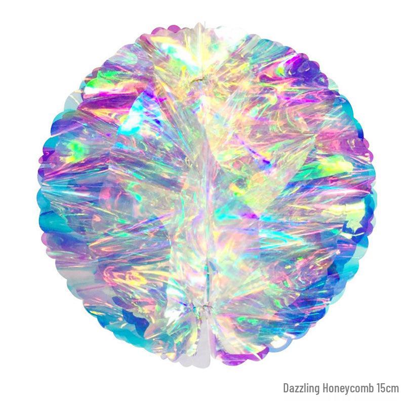 Iridescent Snowflake Honeycomb Ball Ornament - Colorful Christmas & Spring Decoration Prop