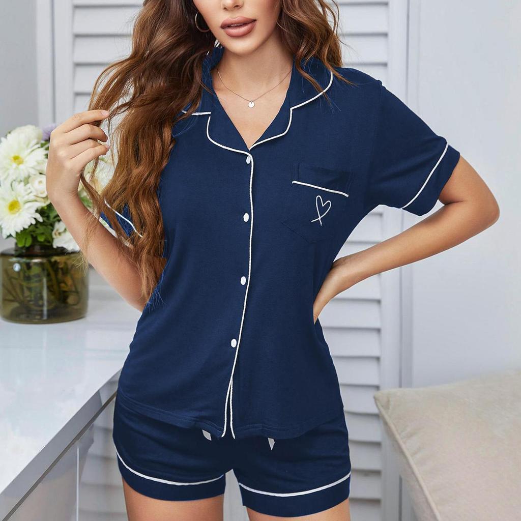 Женские пижамы, рубашка и шорты, комплект из 2 предметов, вискозные спальные костюмы, летняя домашняя повседневная одежда, удобная ночная рубашка для сна и отдыха