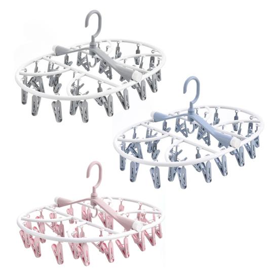 Стойка для сушки носков и нижнего белья, вешалка для одежды с вращающимся на 360 градусов крючком, ветрозащитная стойка для хранения белья