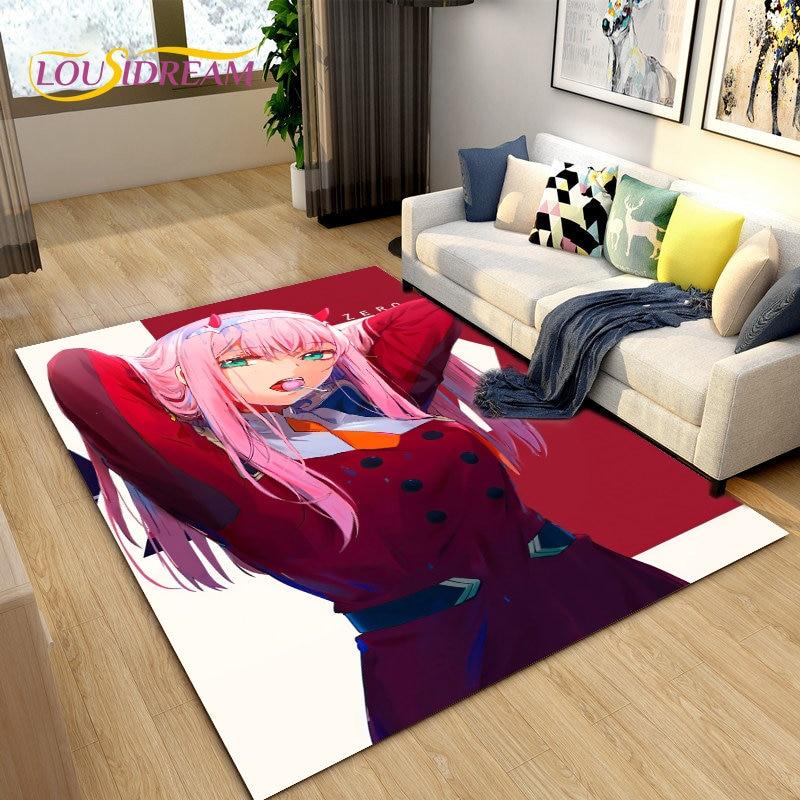Zero Two DARLING In The FRANXX Коврик в стиле аниме, Коврик для гостиной, спальни, дивана, коврик для украшения, детский нескользящий напольный коврик