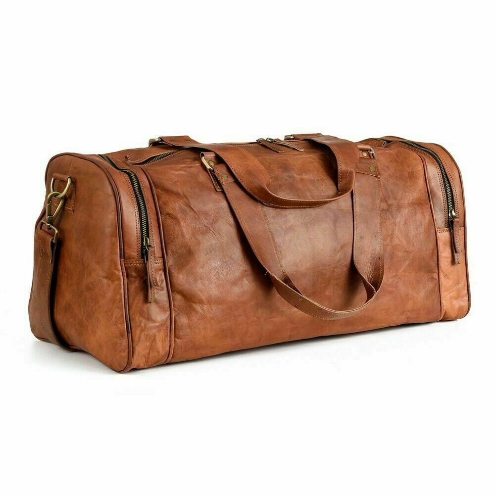 Мужской винтажный кожаный вещевой коричневый дорожный чемодан для выходных на ночь дорожная сумка