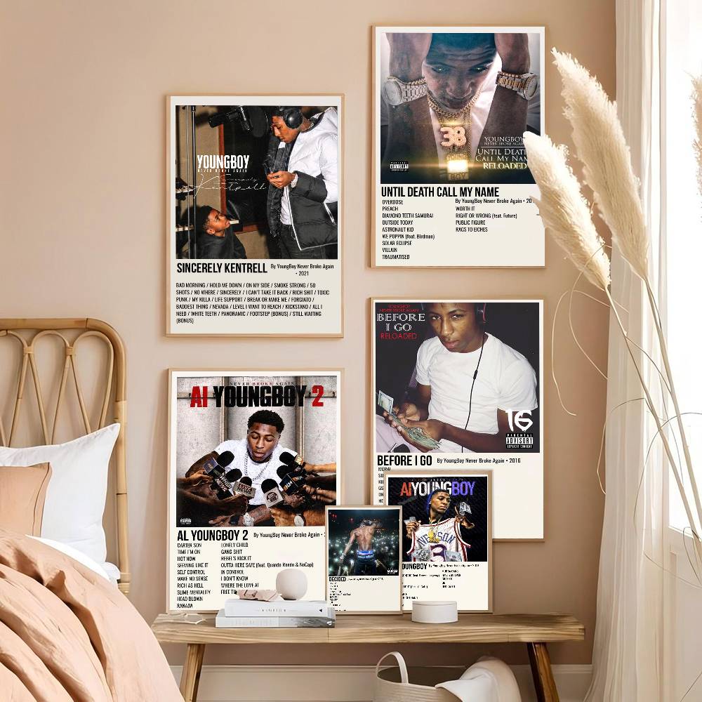 Never Broke Again AI YoungBoy 2 Музыкальный альбом Rap Обложка Белая бумага Постер Водонепроницаемая бумага Наклейка Кофейня Бар Настенная роспись