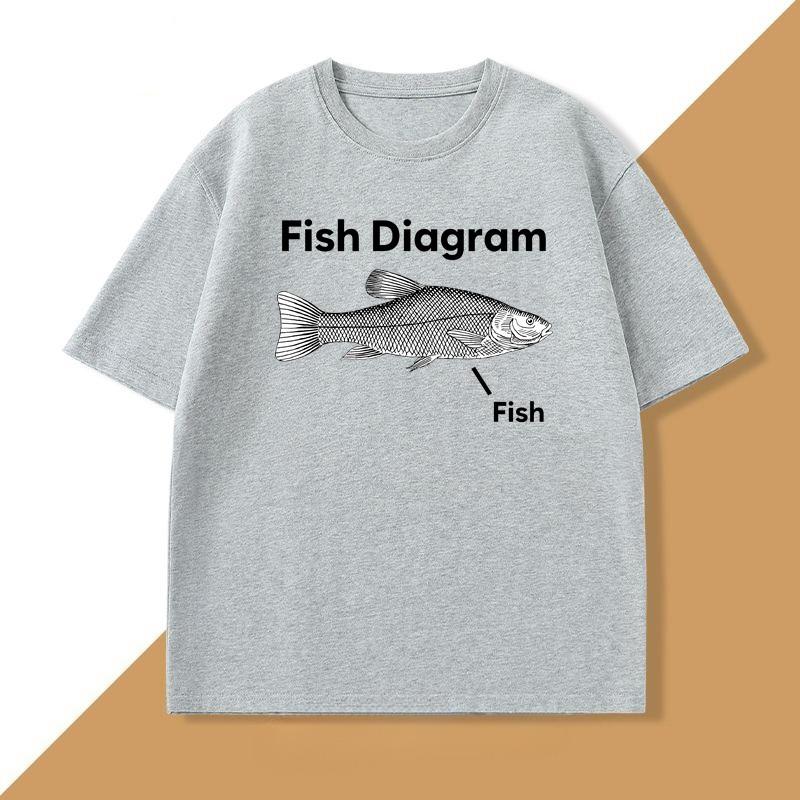 Funny Fish Diagram Joke Graphic Tshirts Unhinged T Shirt Casual Harajuku Cotton Short Sleeve Tee Designer Clothes WOMEN Tops